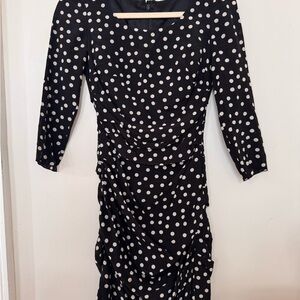 Dolce & Gabbana Black and White Polka Dot Long Sleeve Dress